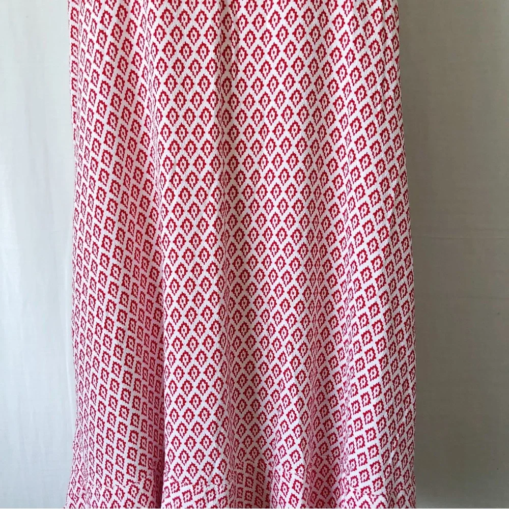 TIGERLILY Size 12 Red White Aztec Print Slip Mini Dress Summer Beach Ruffle Boho - Picture 5 of 9